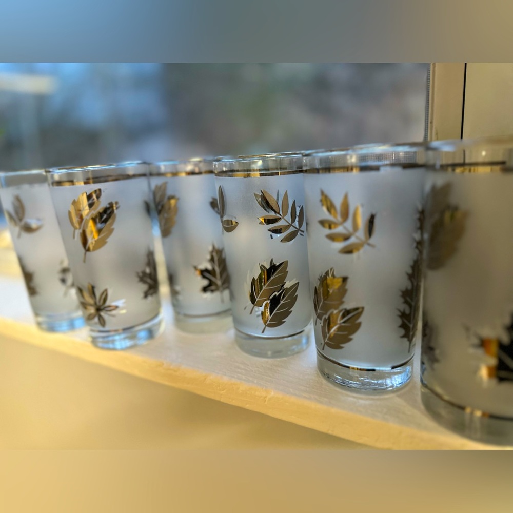 Vintage Libbey silver leaf glasses.